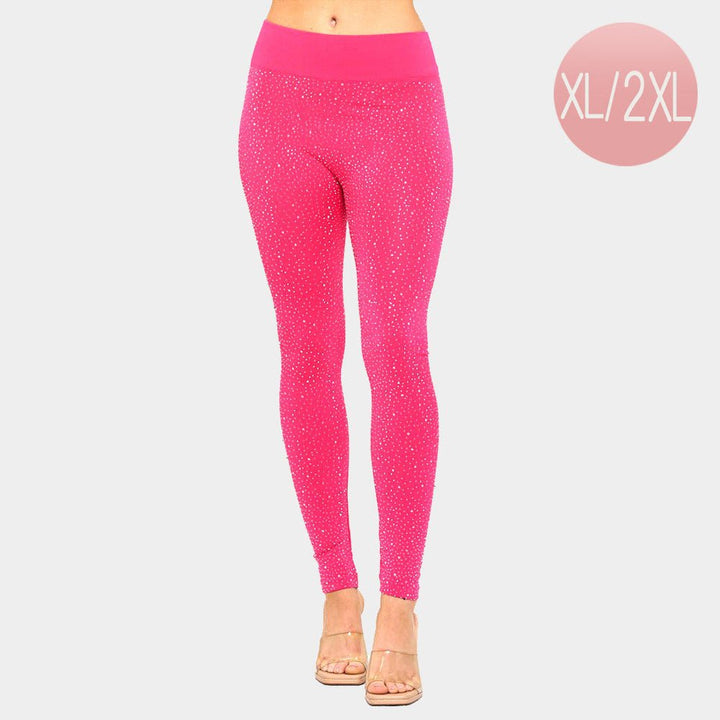 Plus Size High - Waisted Bling Studded Leggings - Especially Yours