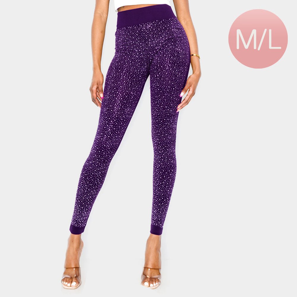 High - Waisted Bling Studded Leggings - Especially Yours