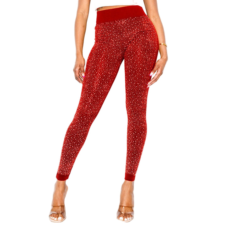 Plus Size High - Waisted Bling Studded Leggings - Especially Yours