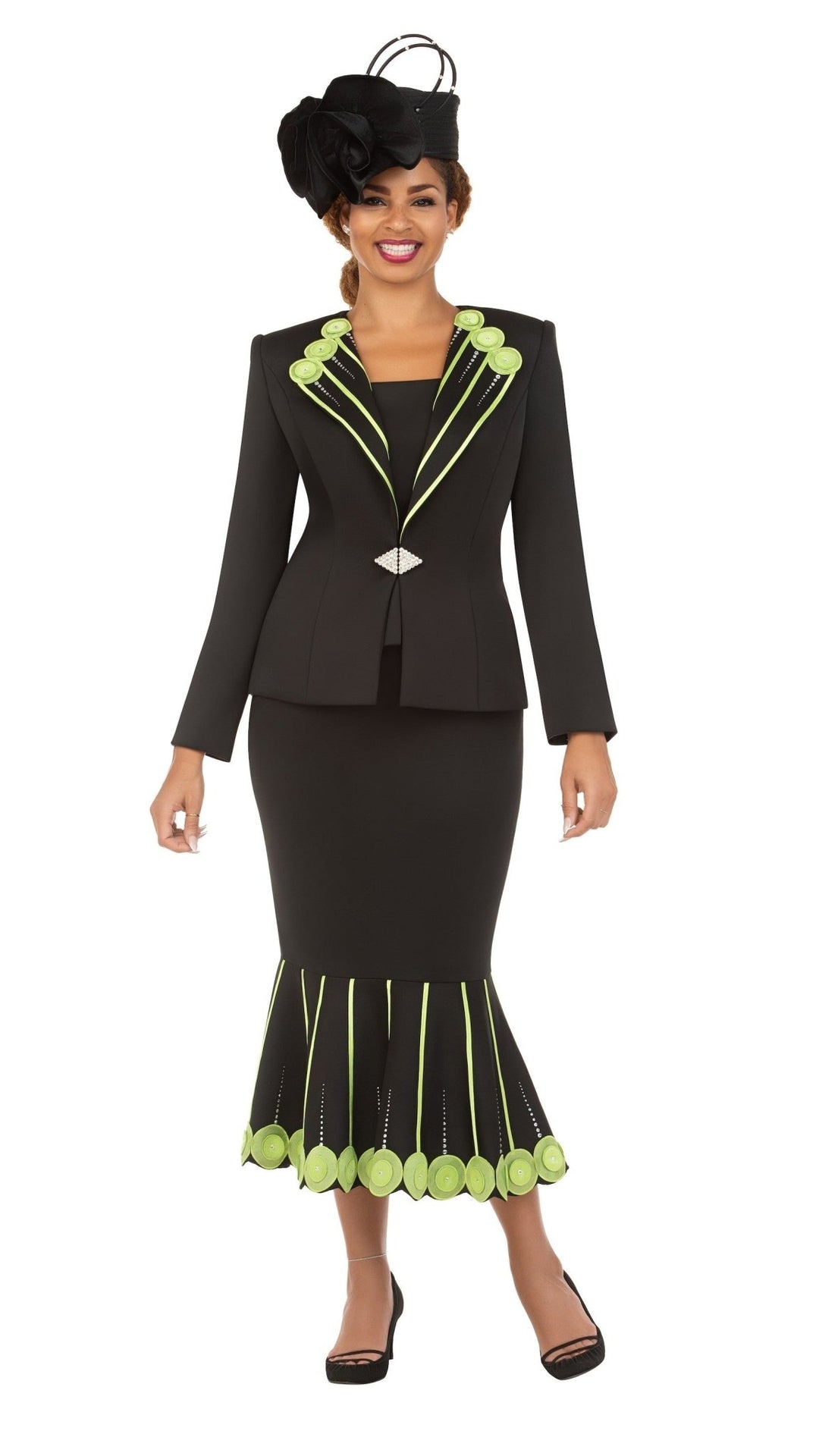 Lime Blossom Elegance 3 Piece Skirt Suit-Plus - Especially Yours