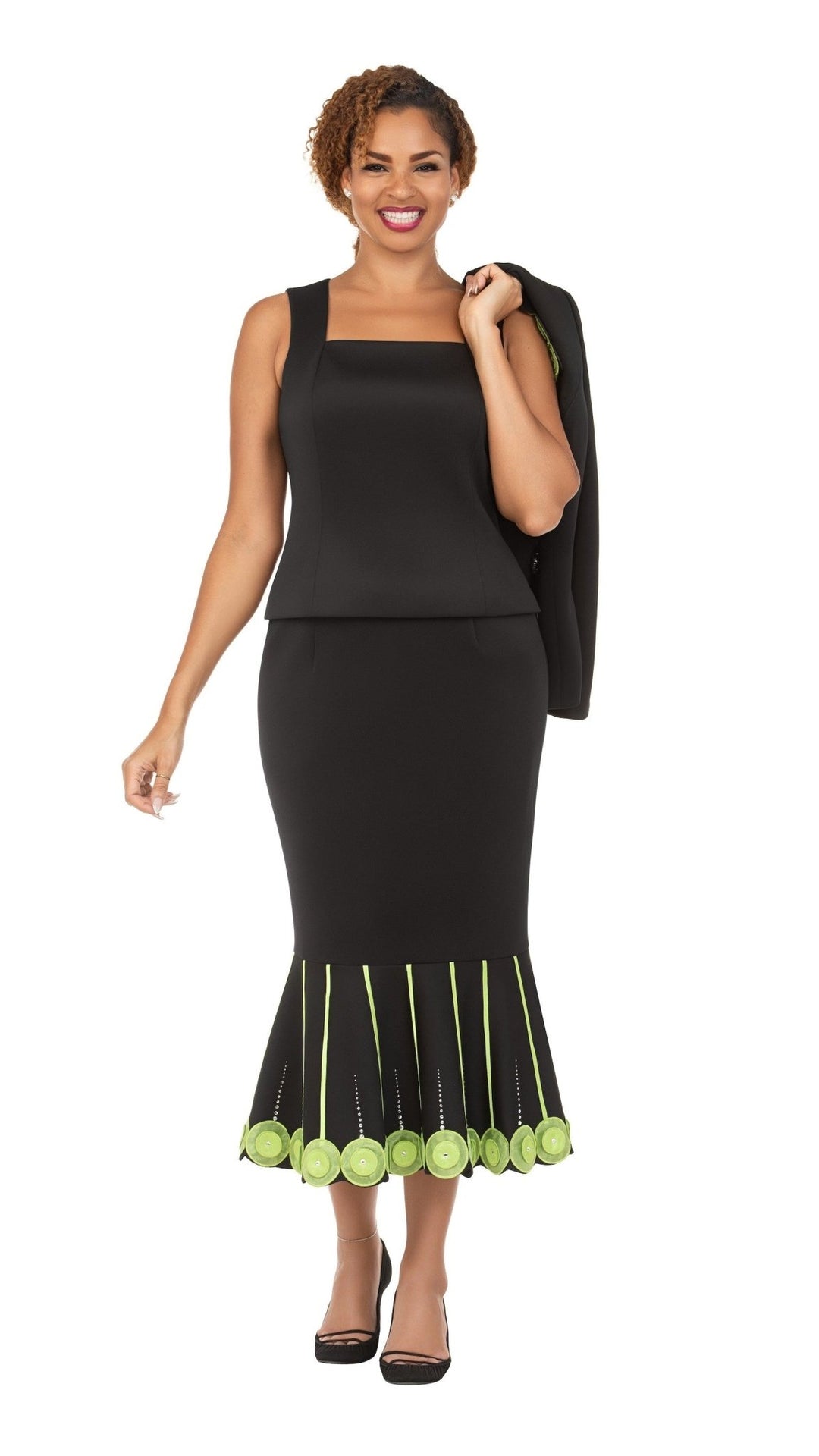 Lime Blossom Elegance 3 Piece Skirt Suit - Especially Yours