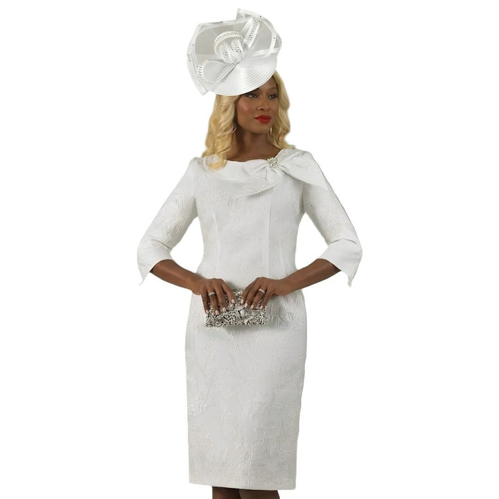 Floral Brocade Sheath Dress with Bow Accent by Lily & Taylor - Especially Yours