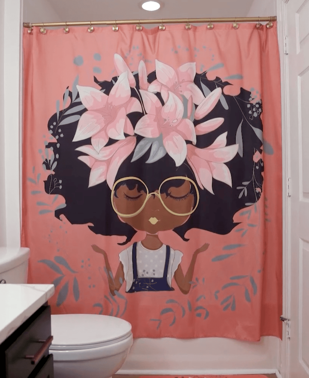 AFROBRATS™ Lily Shower Curtain Pink - Especially Yours