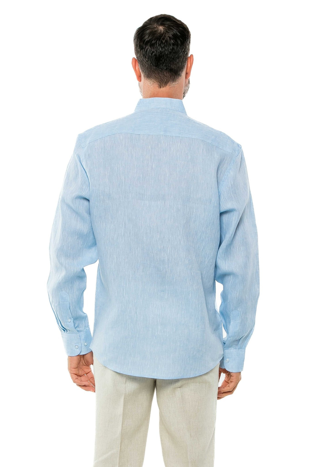 Men's 100% Linen Mandarin Collar Long Sleeve Shirt - Especially Yours