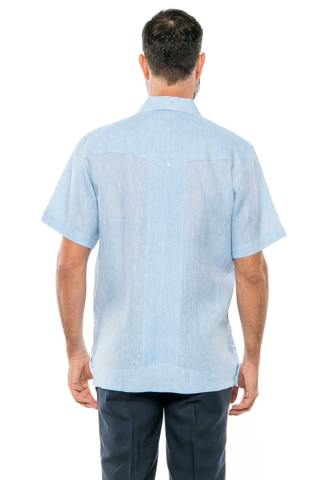 Men's Yarn Dye 100% Linen Guayabera Shirt Short Sleeve 2 Pocket Design - Especially Yours