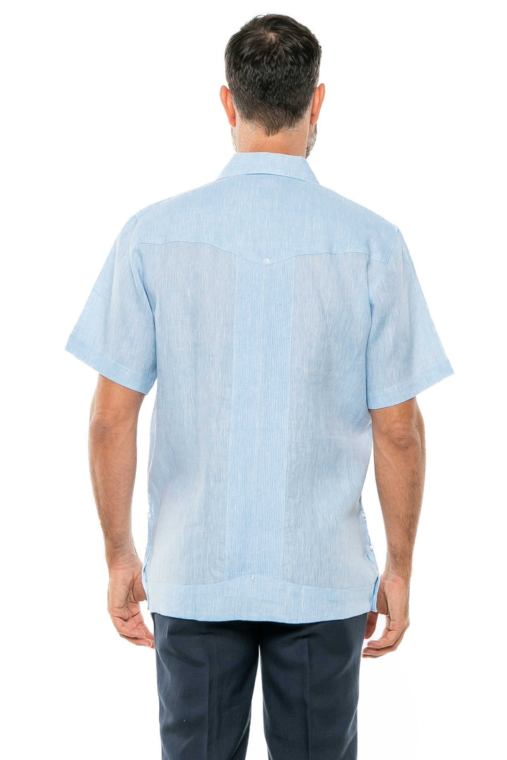 Men's Yarn Dye 100% Linen Guayabera Shirt Short Sleeve 2 Pocket Design - Especially Yours