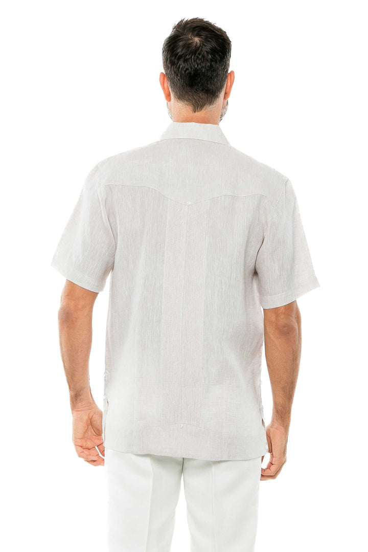 Men's Yarn Dye 100% Linen Guayabera Shirt Short Sleeve 2 Pocket Design - Especially Yours