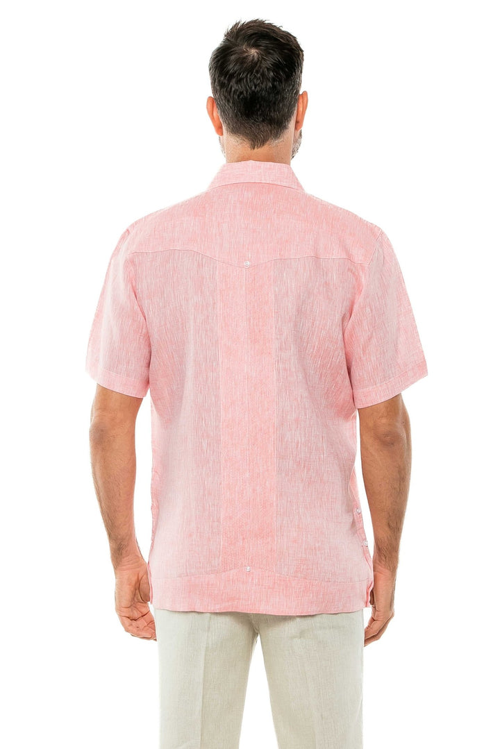 Men's Yarn Dye 100% Linen Guayabera Shirt Short Sleeve 2 Pocket Design - Especially Yours