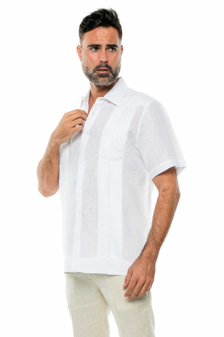 Men's Yarn Dye 100% Linen Guayabera Shirt Short Sleeve 2 Pocket Design - Especially Yours
