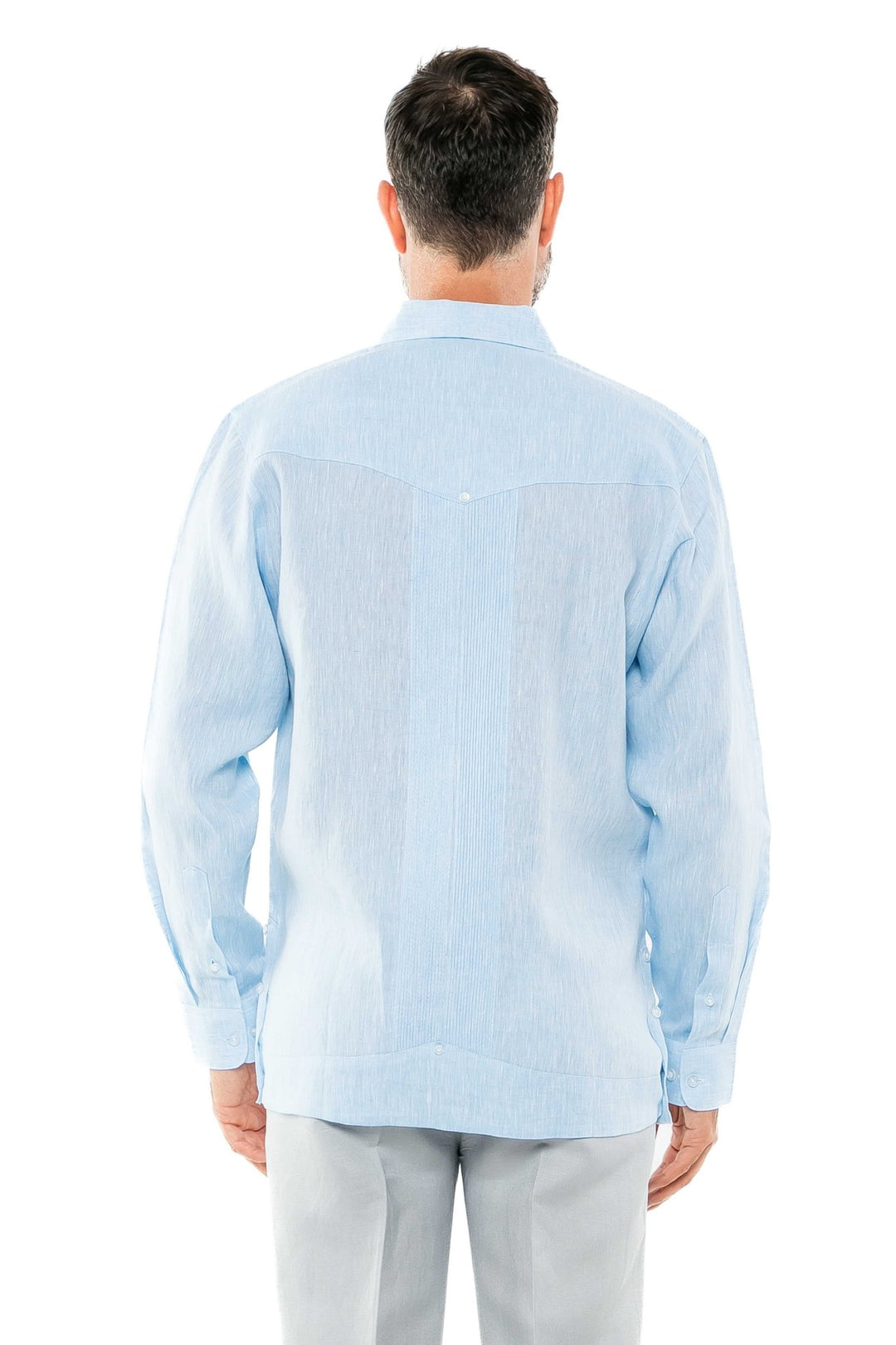 Men's 100% Linen Two - Pocket Design Guayabera Shirt Long Sleeve - Especially Yours