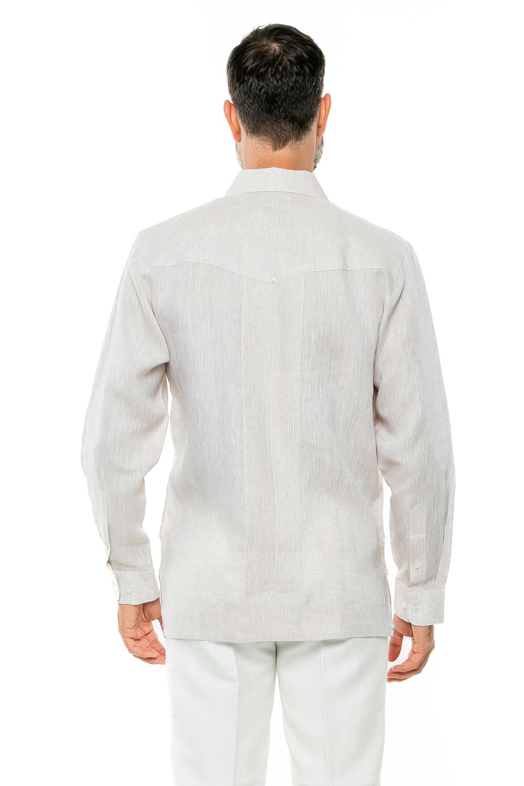 Men's 100% Linen Two - Pocket Design Guayabera Shirt Long Sleeve - Especially Yours
