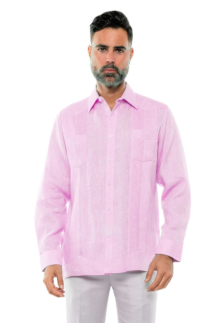 Men's 100% Linen Two - Pocket Design Guayabera Shirt Long Sleeve - Especially Yours