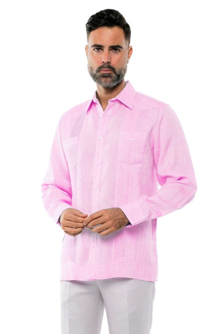 Men's 100% Linen Two - Pocket Design Guayabera Shirt Long Sleeve - Especially Yours