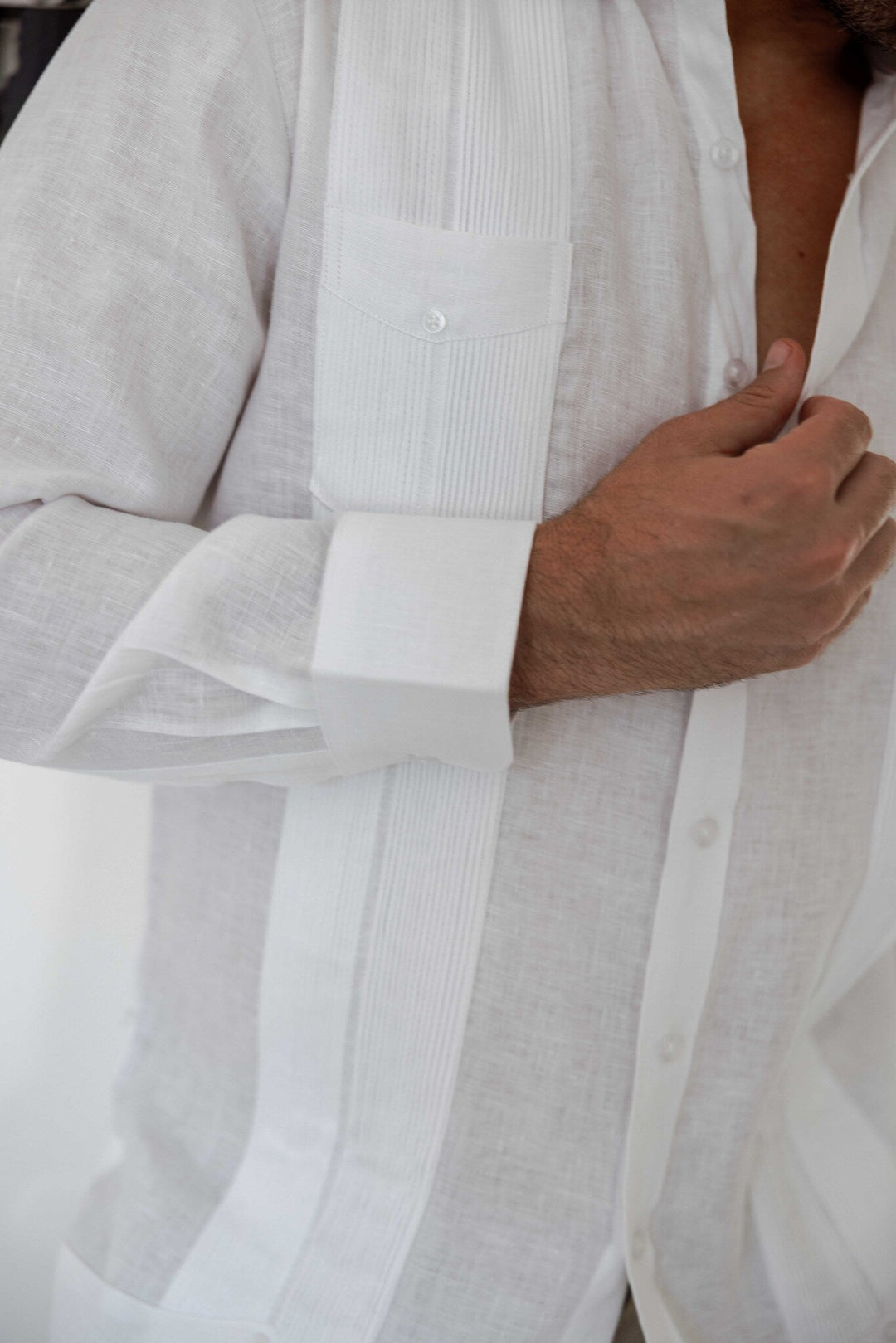 Men's 100% Linen Two - Pocket Design Guayabera Shirt Long Sleeve - Especially Yours