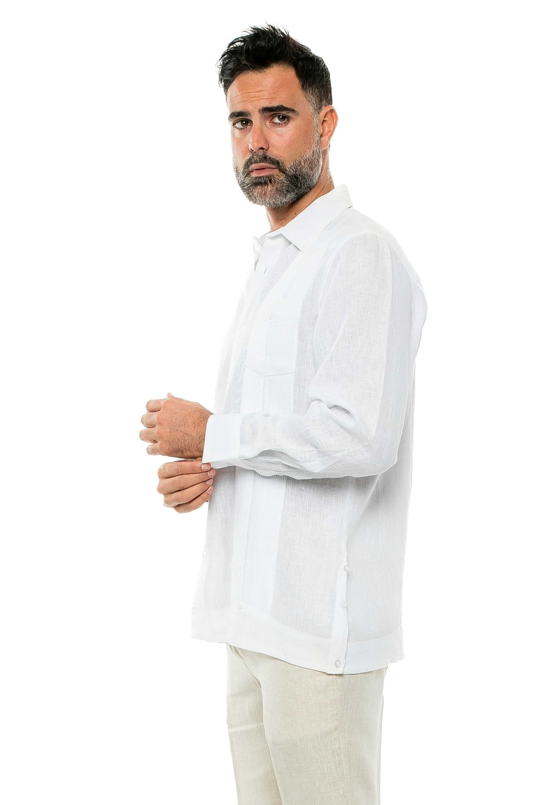 Men's 100% Linen Two - Pocket Design Guayabera Shirt Long Sleeve - Especially Yours