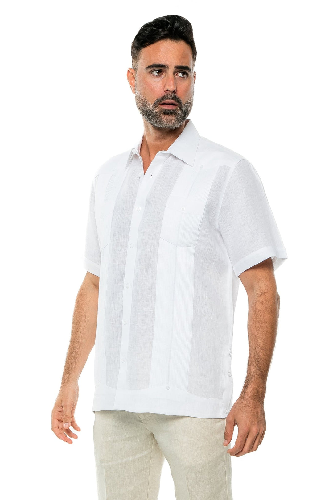 Men's Yarn Dye 100% Linen Guayabera Shirt Short Sleeve 2 Pocket Design - Especially Yours