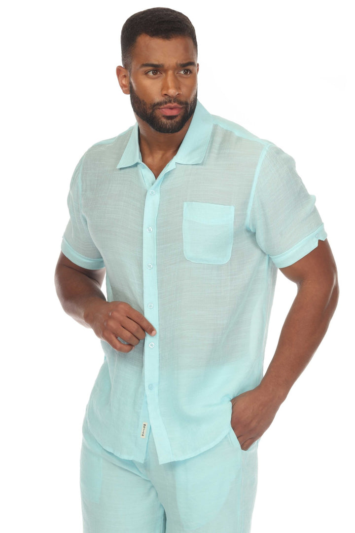 Men's Beach Casual Short Sleeve Button Down Shirt - Especially Yours