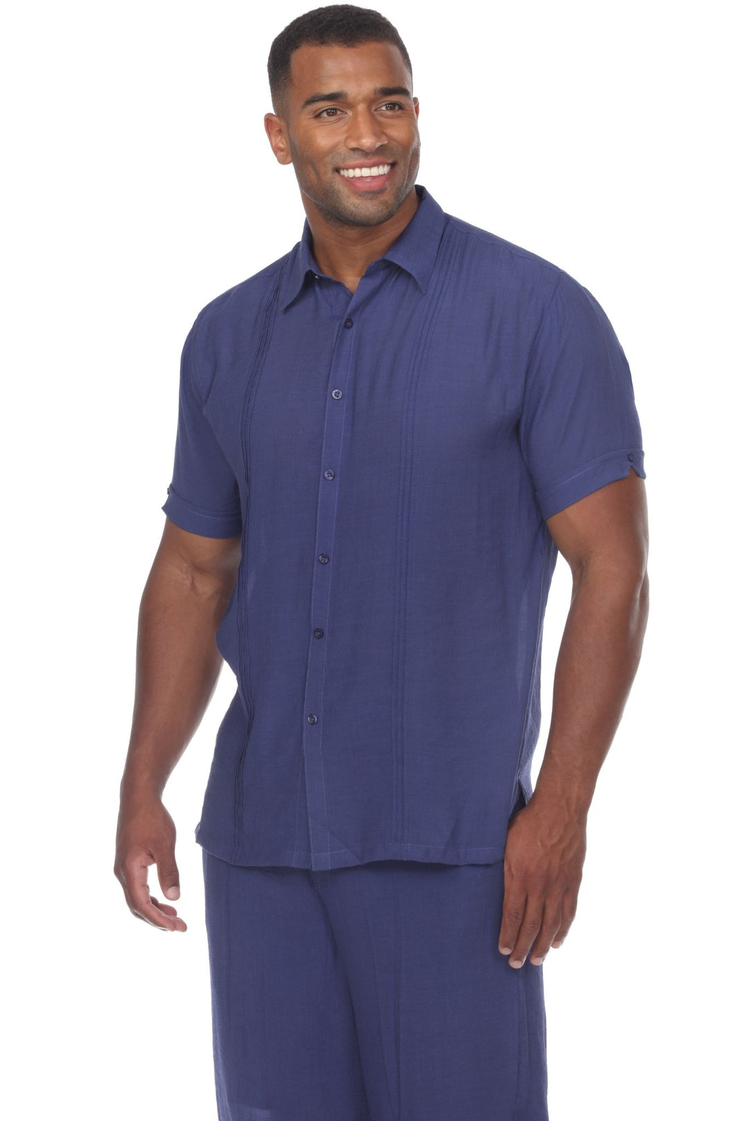 Men's Beachwear Button Down Short Sleeve Shirt with Pintuck Pleats - Especially Yours
