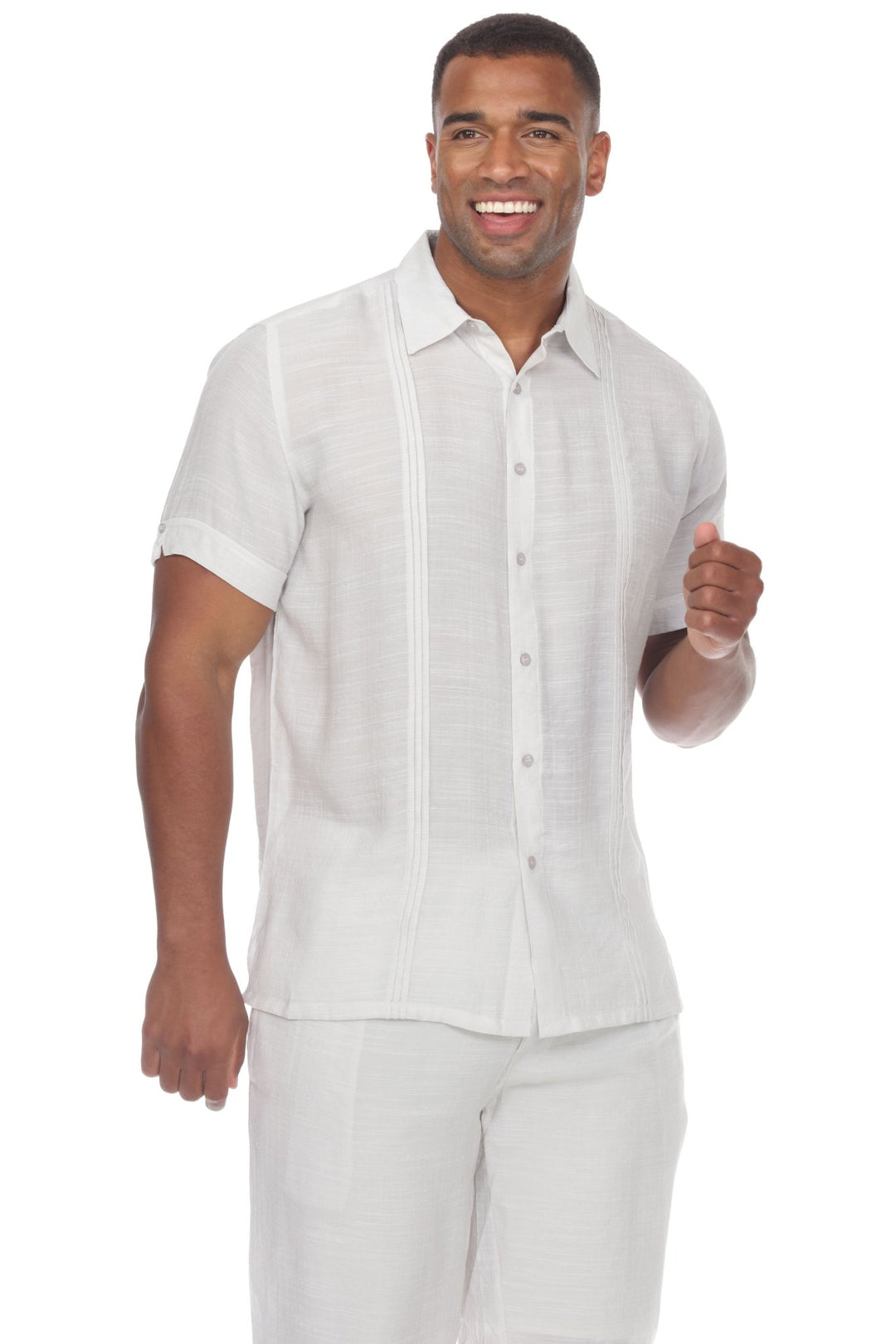 Men's Beachwear Button Down Short Sleeve Shirt with Pintuck Pleats - Especially Yours