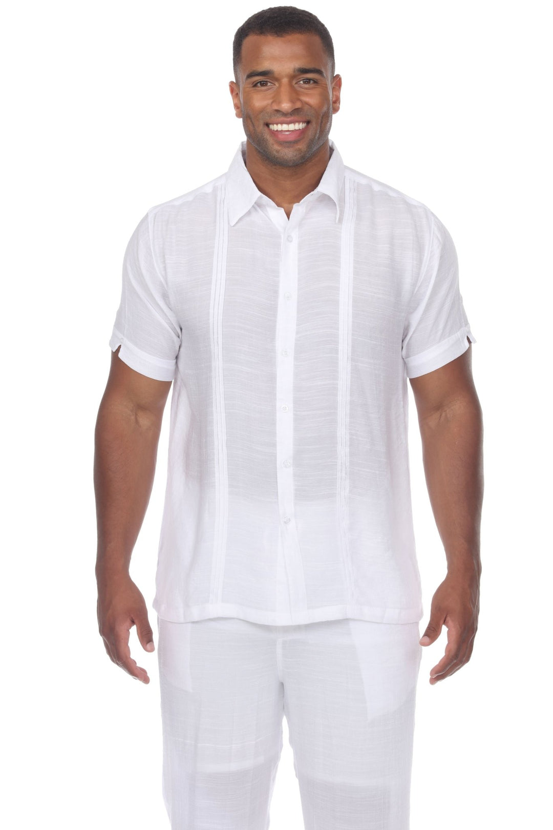 Men's Beachwear Button Down Short Sleeve Shirt with Pintuck Pleats - Especially Yours