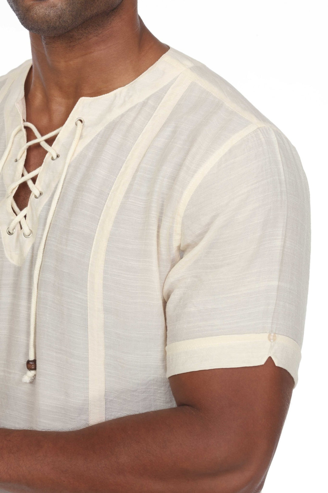 Men's Beachwear Henley Lace Up Shirt Short Sleeve - Especially Yours