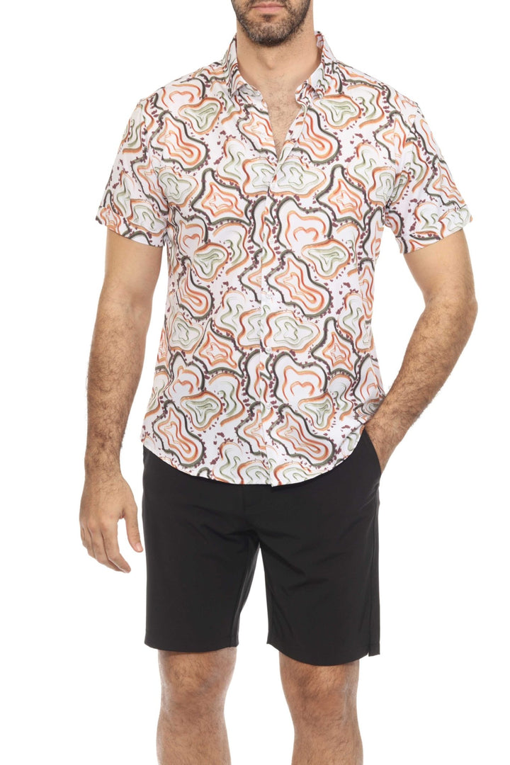 Men’s Multi Abstract Short Sleeve Stretch Shirt - Especially Yours