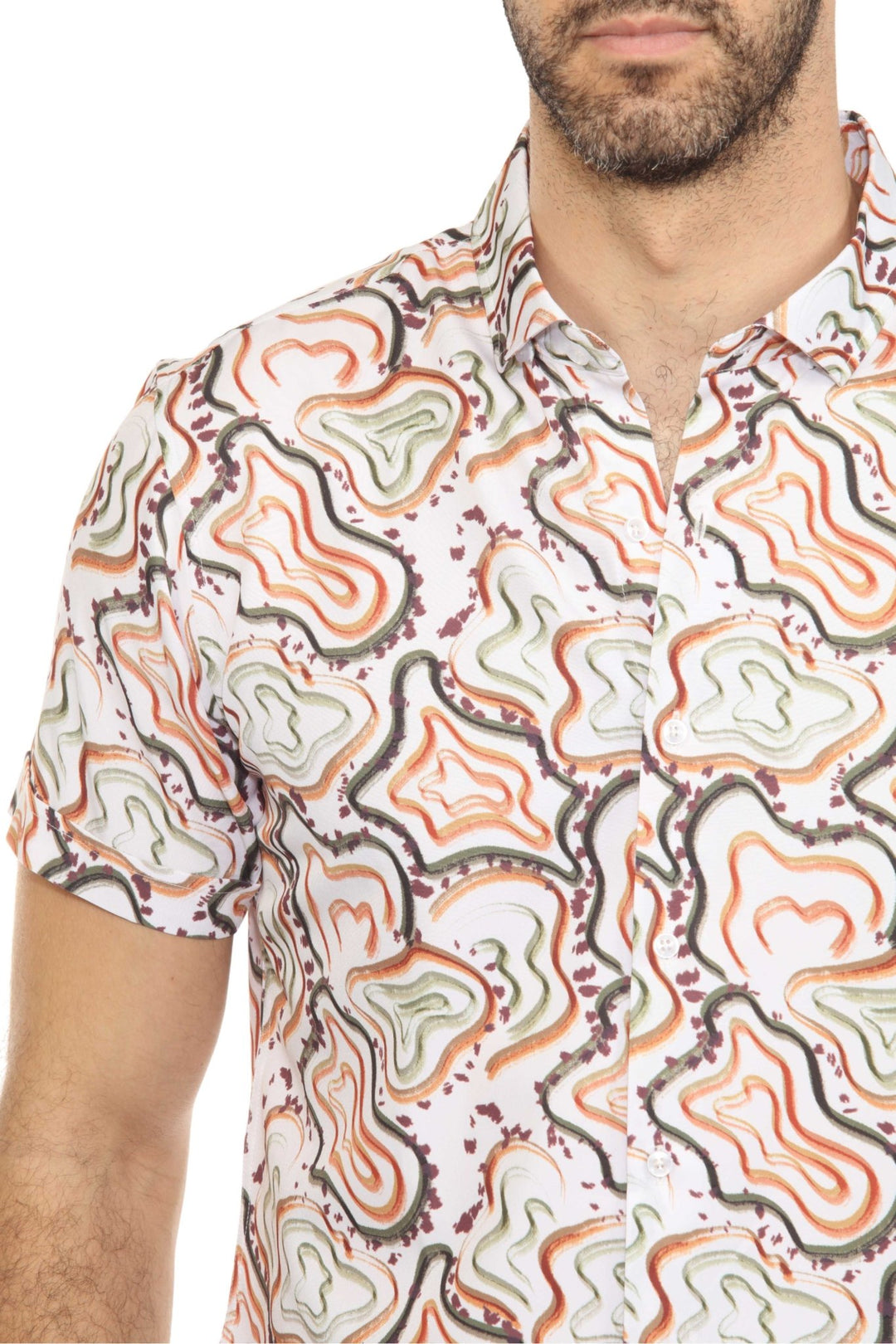 Men’s Multi Abstract Short Sleeve Stretch Shirt - Especially Yours