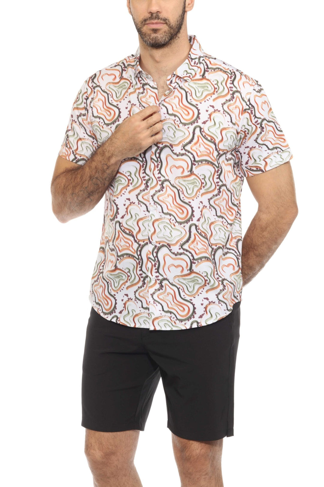 Men’s Multi Abstract Short Sleeve Stretch Shirt - Especially Yours