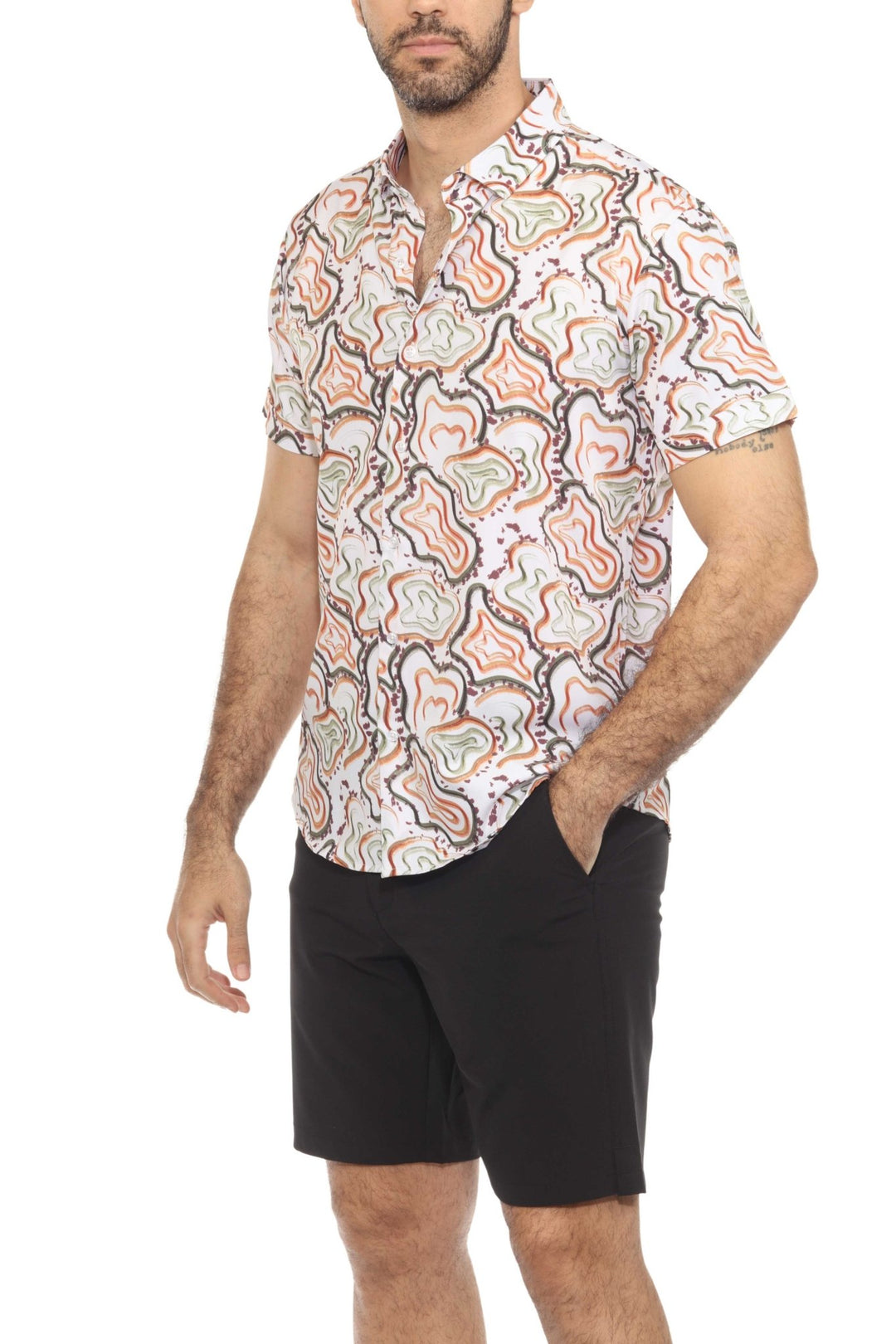 Men’s Multi Abstract Short Sleeve Stretch Shirt - Especially Yours