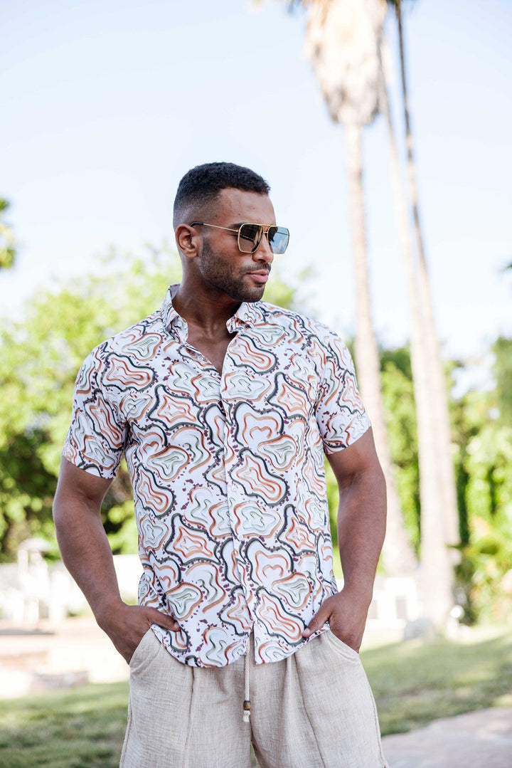 Men’s Multi Abstract Short Sleeve Stretch Shirt - Especially Yours