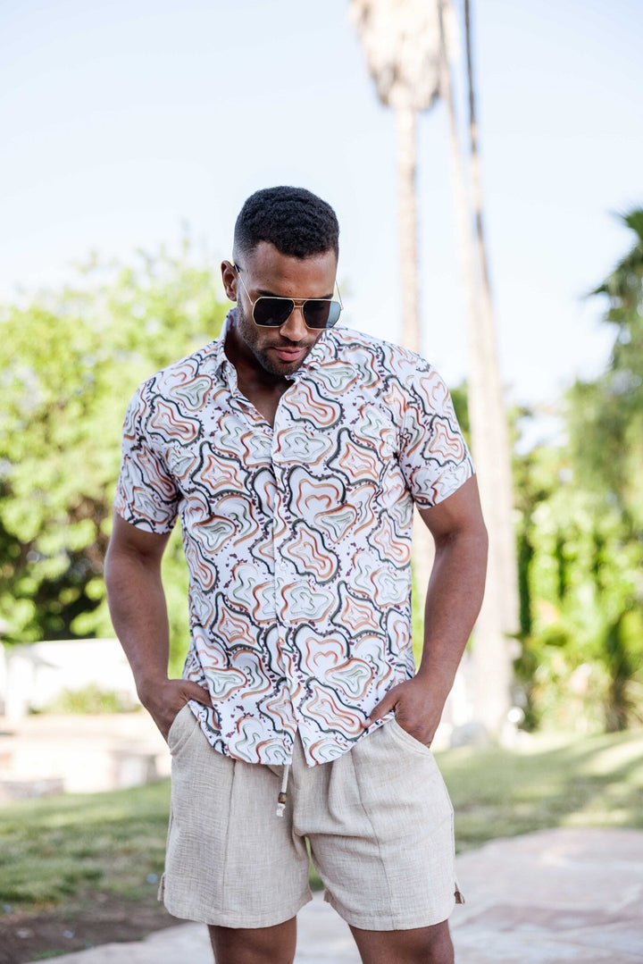 Men’s Multi Abstract Short Sleeve Stretch Shirt - Especially Yours