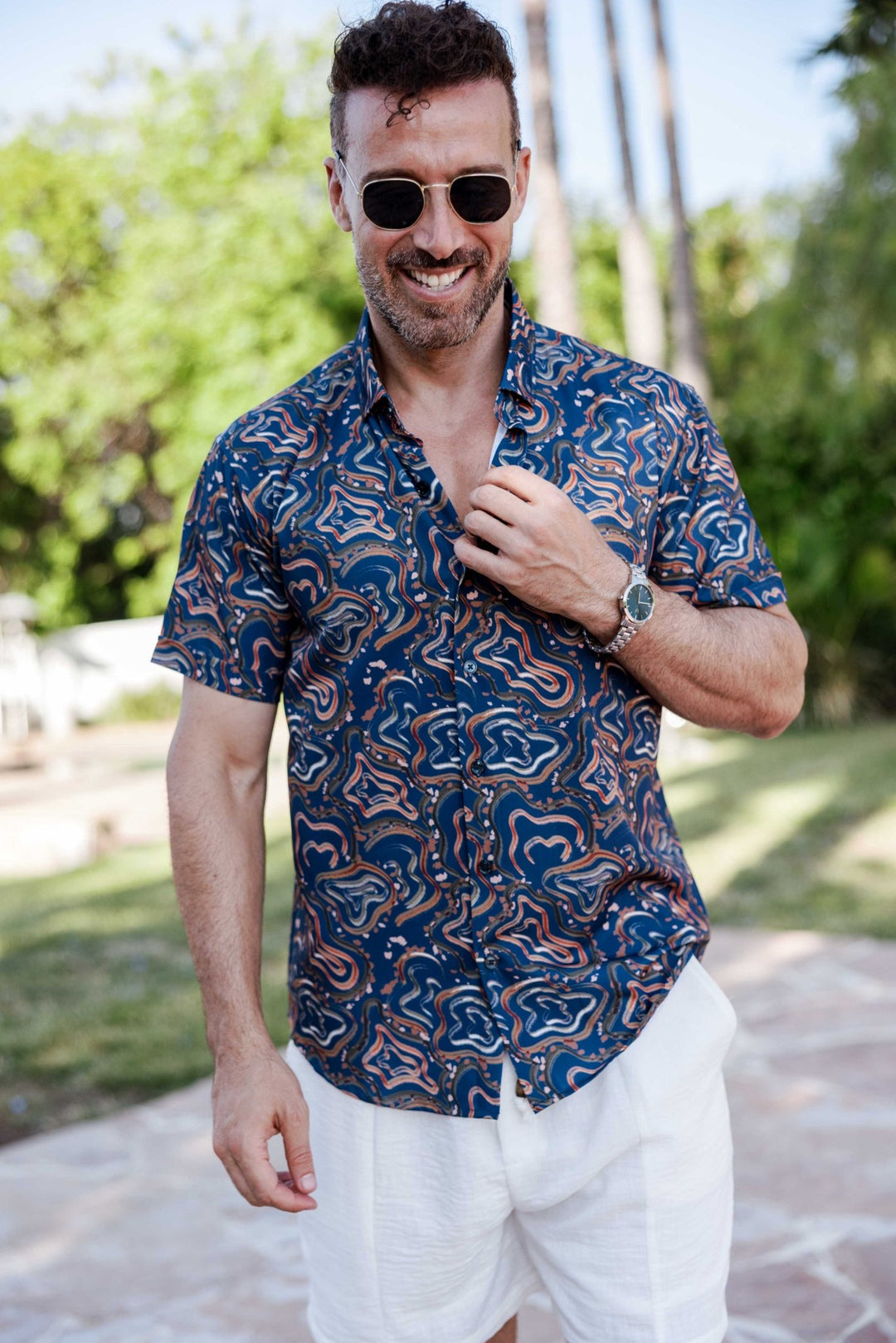 Men’s Radiant Abstract Short Sleeve Stretch Shirt - Especially Yours