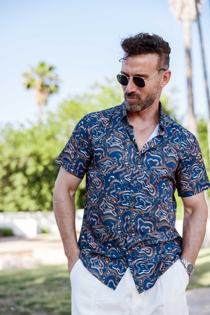 Men’s Radiant Abstract Short Sleeve Stretch Shirt - Especially Yours