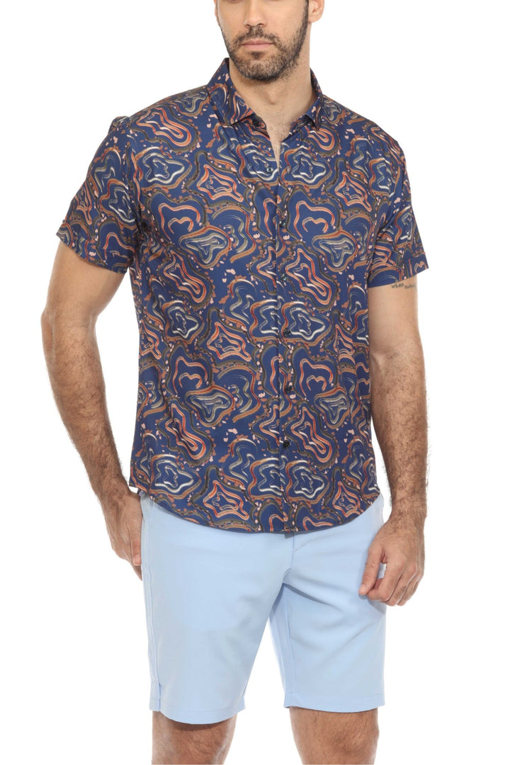 Men’s Radiant Abstract Short Sleeve Stretch Shirt - Especially Yours