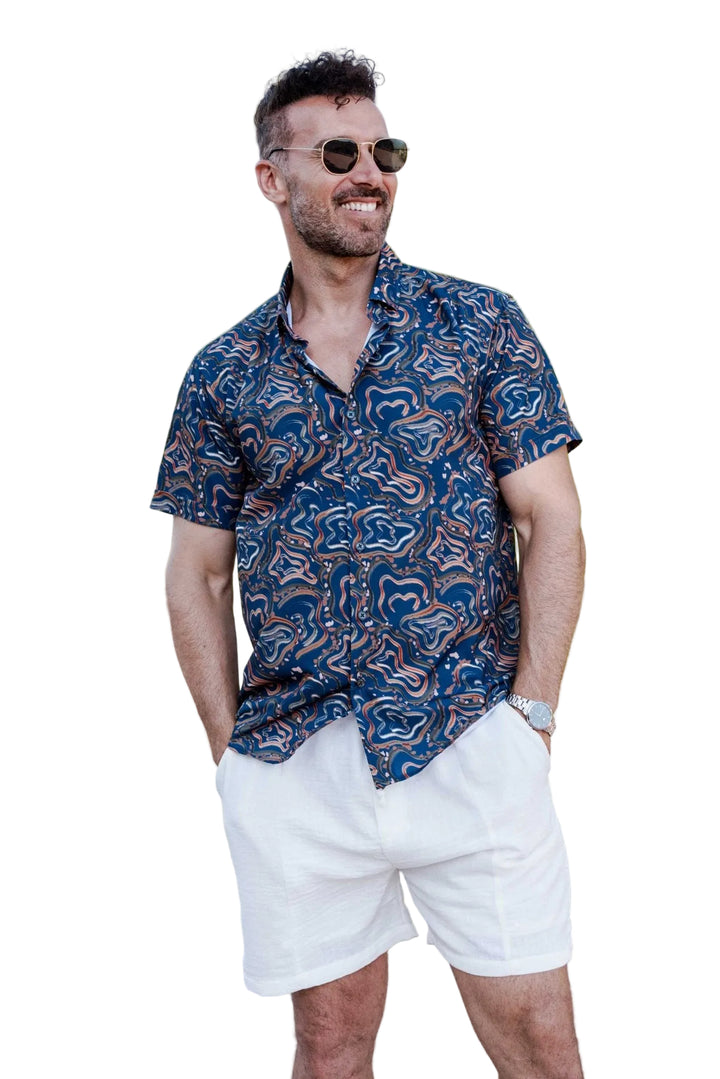 Men’s Radiant Abstract Short Sleeve Stretch Shirt - Especially Yours