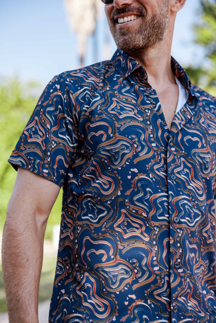 Men’s Radiant Abstract Short Sleeve Stretch Shirt - Especially Yours