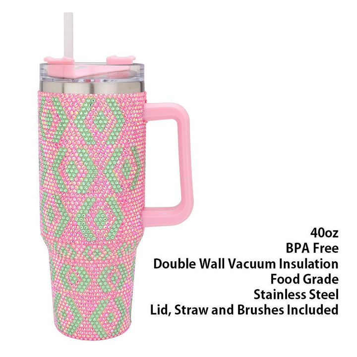 Bling Studded Abstract Patterned 40oz Stainless Steel Tumbler - Especially Yours