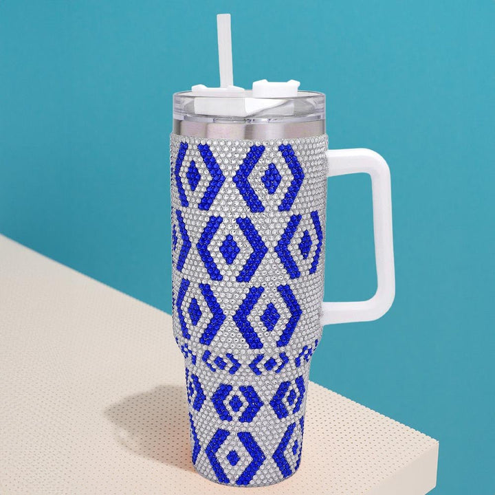 Bling Studded Abstract Patterned 40oz Stainless Steel Tumbler - Especially Yours