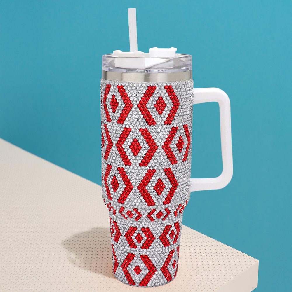 Bling Studded Abstract Patterned 40oz Stainless Steel Tumbler - Especially Yours