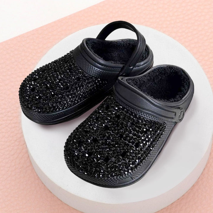 Bling Solid Faux Fur Rubber Sandals - Especially Yours