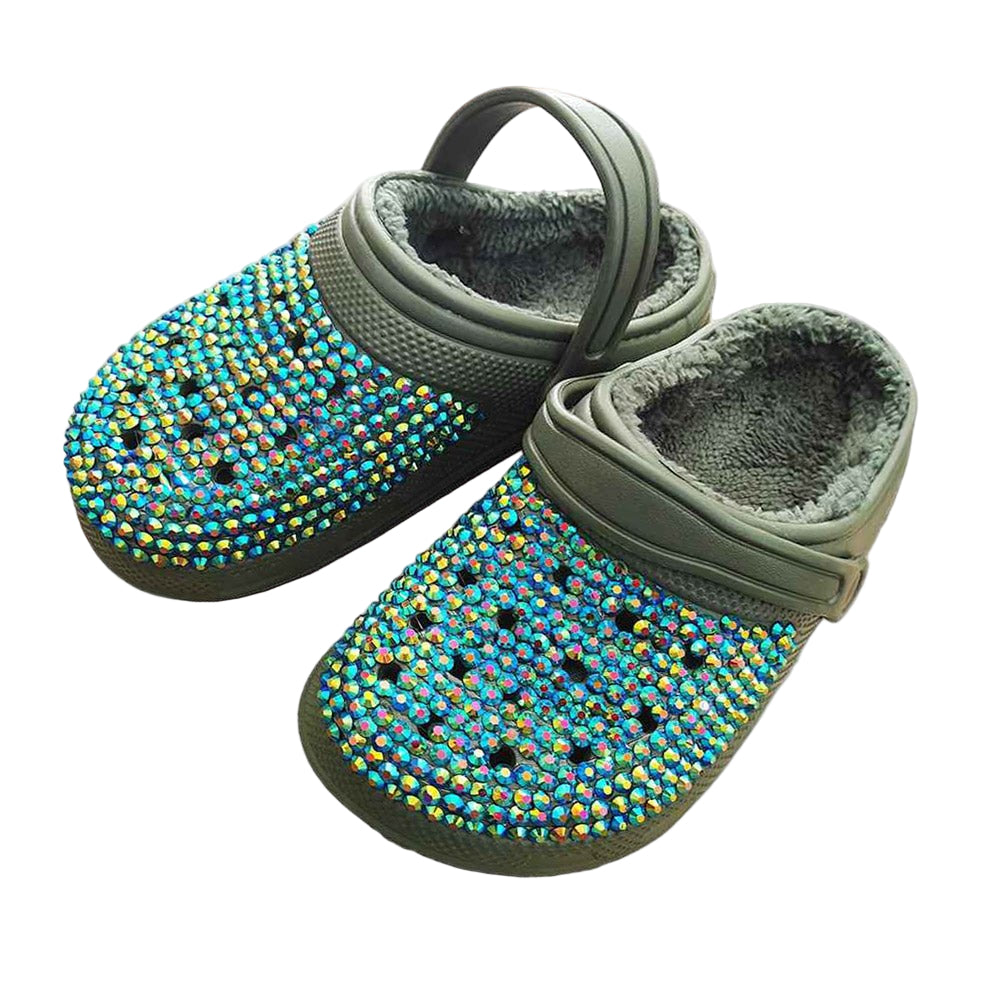 Bling Solid Faux Fur Rubber Sandals - Especially Yours