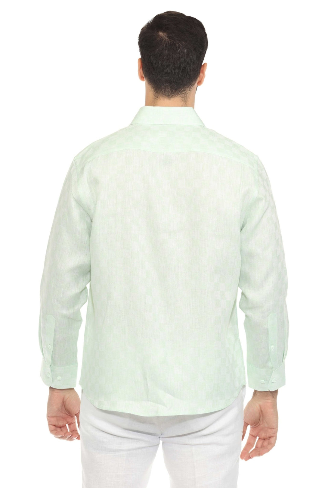 Men’s 100% Linen Long Sleeve Checkered Button - Down Shirt - Especially Yours