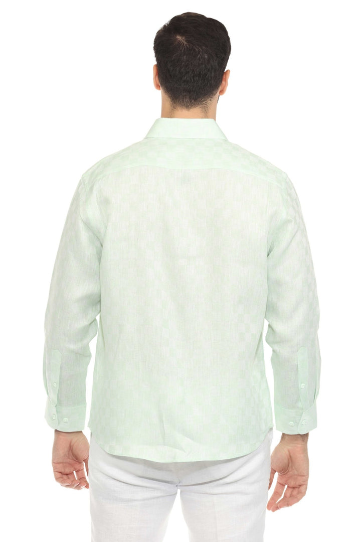 Men’s 100% Linen Long Sleeve Checkered Button - Down Shirt - Especially Yours