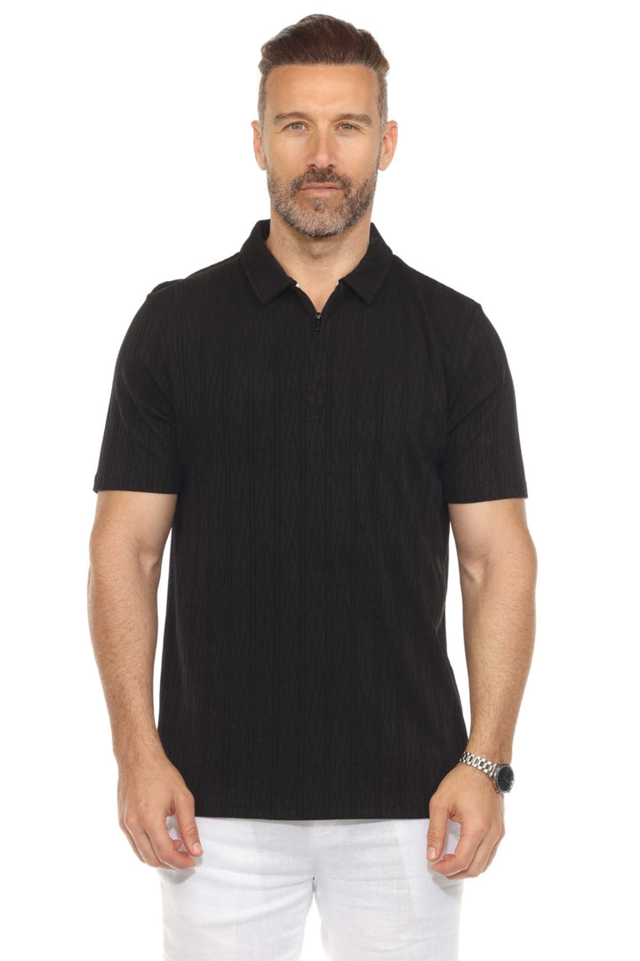 Men's Premium Stylish Polo Shirt with Modern Textured Pattern and Zipper Neckline - Especially Yours