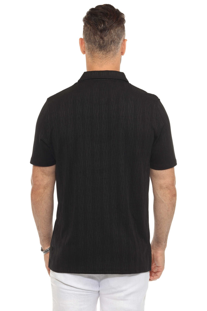 Men's Premium Stylish Polo Shirt with Modern Textured Pattern and Zipper Neckline - Especially Yours