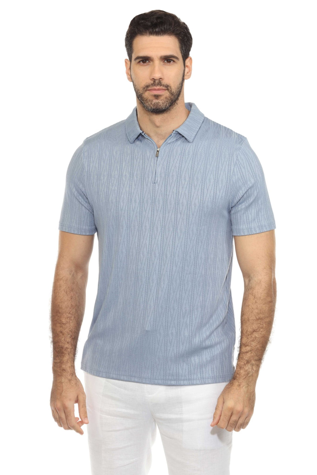 Men's Premium Stylish Polo Shirt with Modern Textured Pattern and Zipper Neckline - Especially Yours