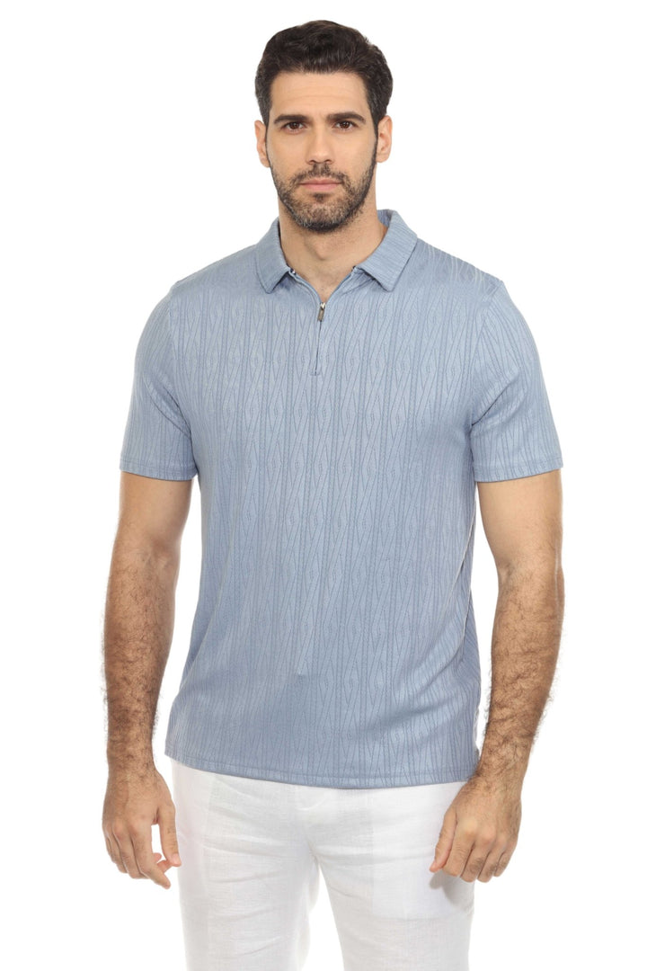Men's Premium Stylish Polo Shirt with Modern Textured Pattern and Zipper Neckline - Especially Yours