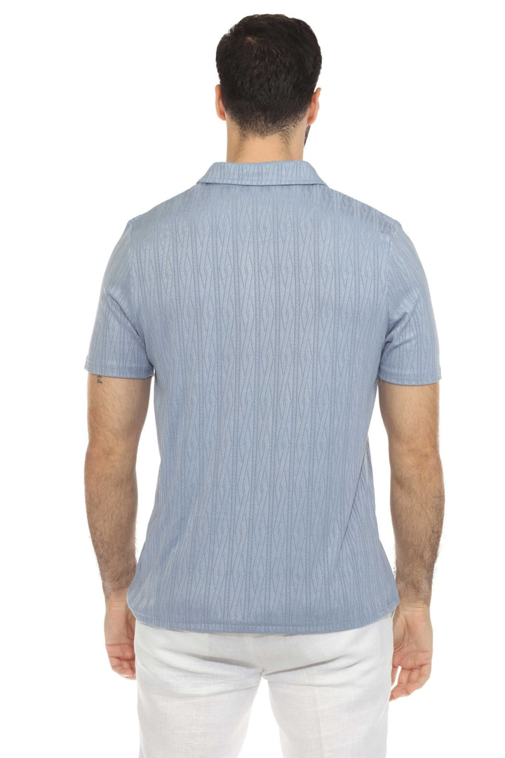 Men's Premium Stylish Polo Shirt with Modern Textured Pattern and Zipper Neckline - Especially Yours
