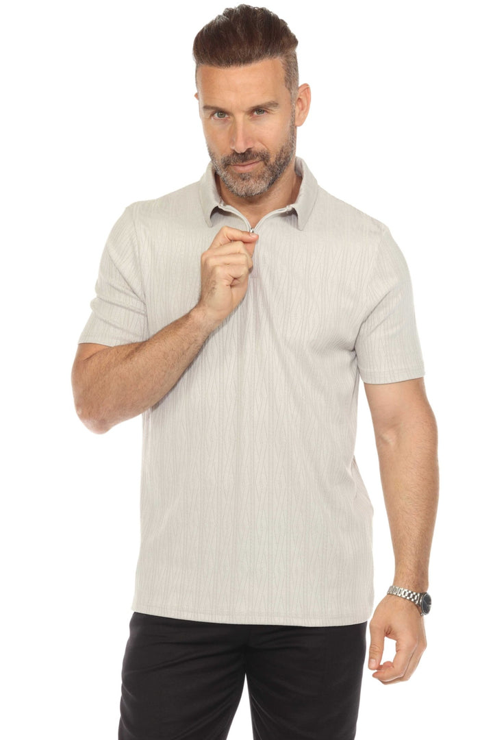 Men's Premium Stylish Polo Shirt with Modern Textured Pattern and Zipper Neckline - Especially Yours
