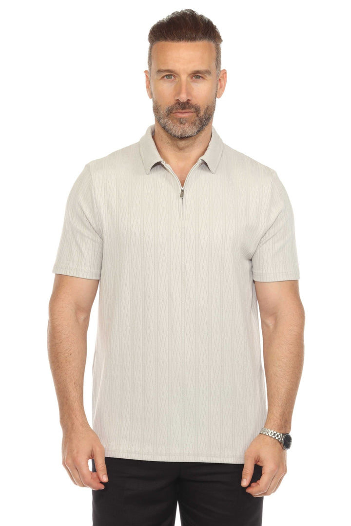 Men's Premium Stylish Polo Shirt with Modern Textured Pattern and Zipper Neckline - Especially Yours